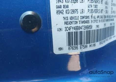 2004 Chrysler Pt Cruiser from USA, damaged, VIN 3C4FY48B04T208050